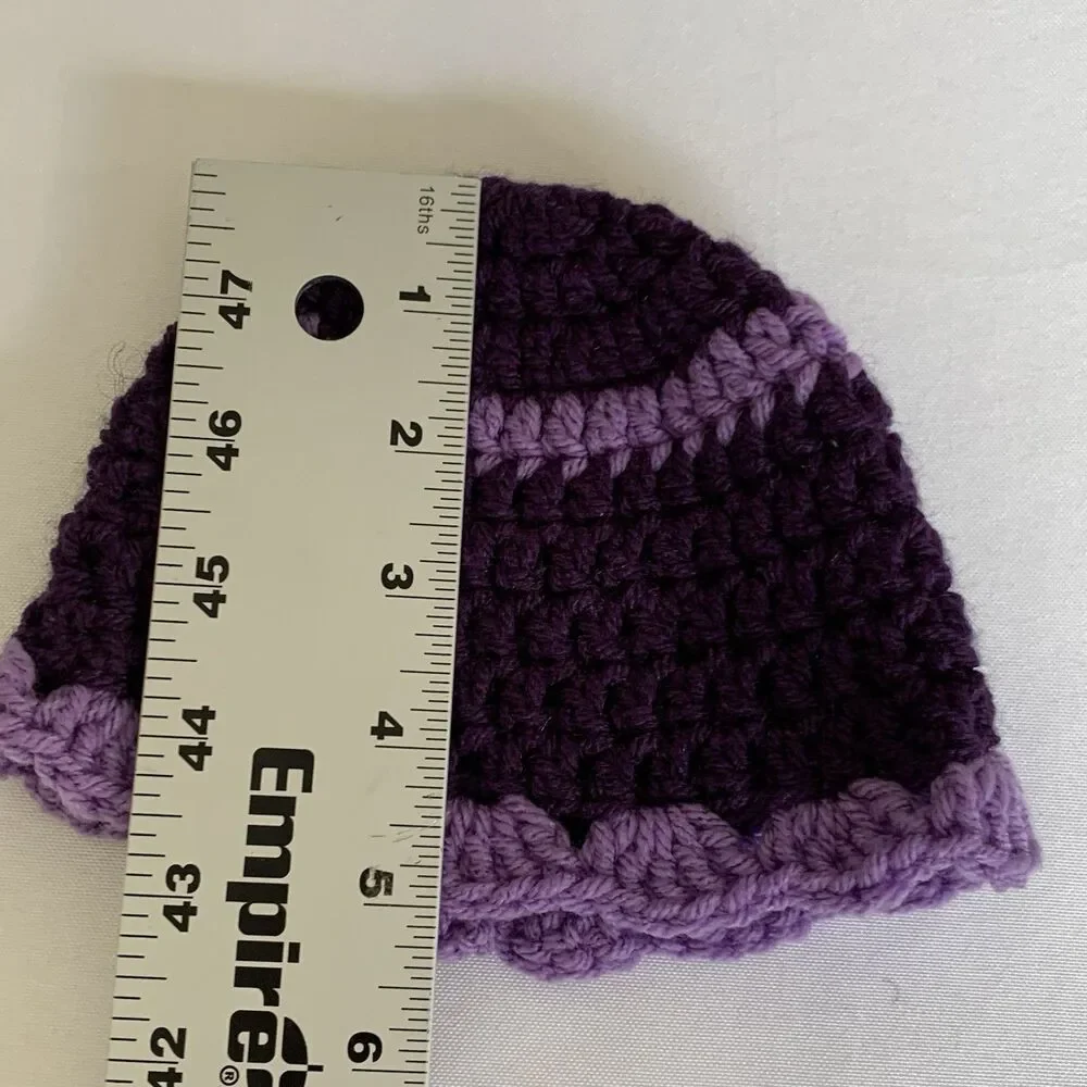 Handmade‎ Crochet Baby Hat Purple Lavender Soft Knit Infant Beanie Newborn Gift